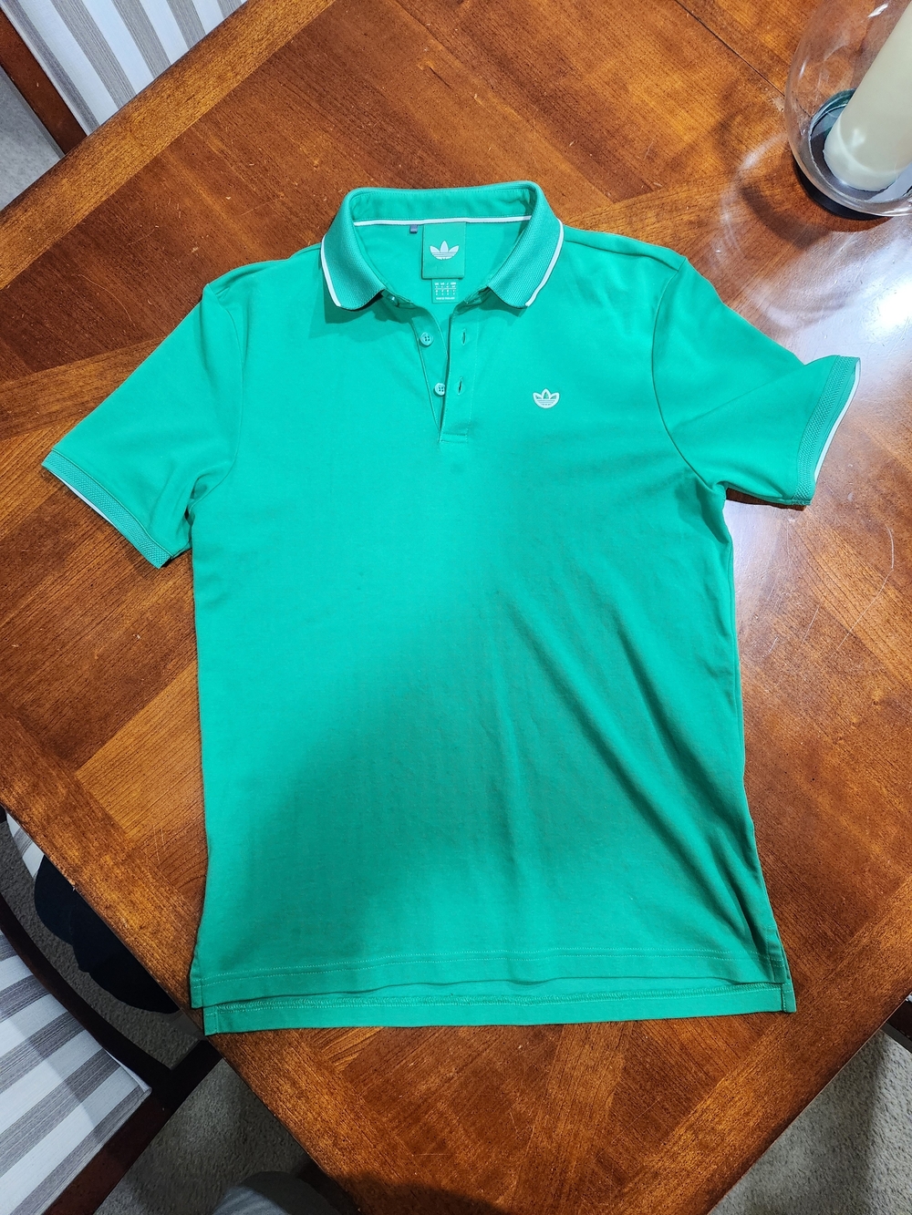 adidas Men’s Teal Green Polo with White Trim Men Size Small